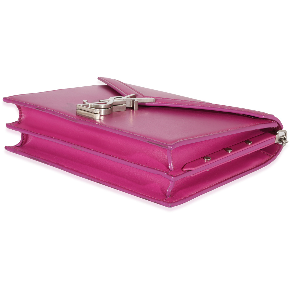 SAINT LAURENT Fuchsia Calfskin Cassandra Monogram Chain Bag - Picture 6 of 7